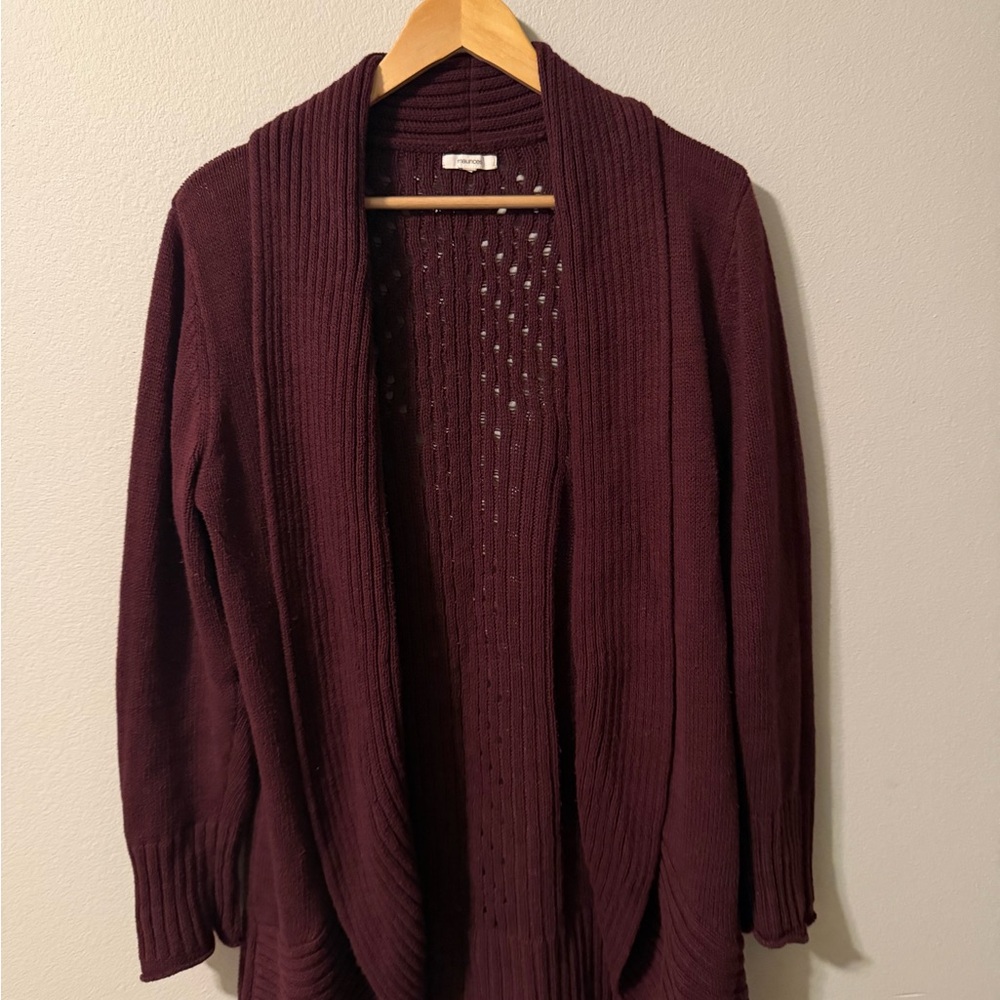 Maurices Deep Burgundy Open Cardigan